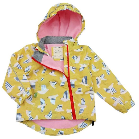 Meanbear Jacket 3/4 Toddler Yellow Hooded Fleece Lined Asymmetric Zip Cozy - Picture 2 of 12